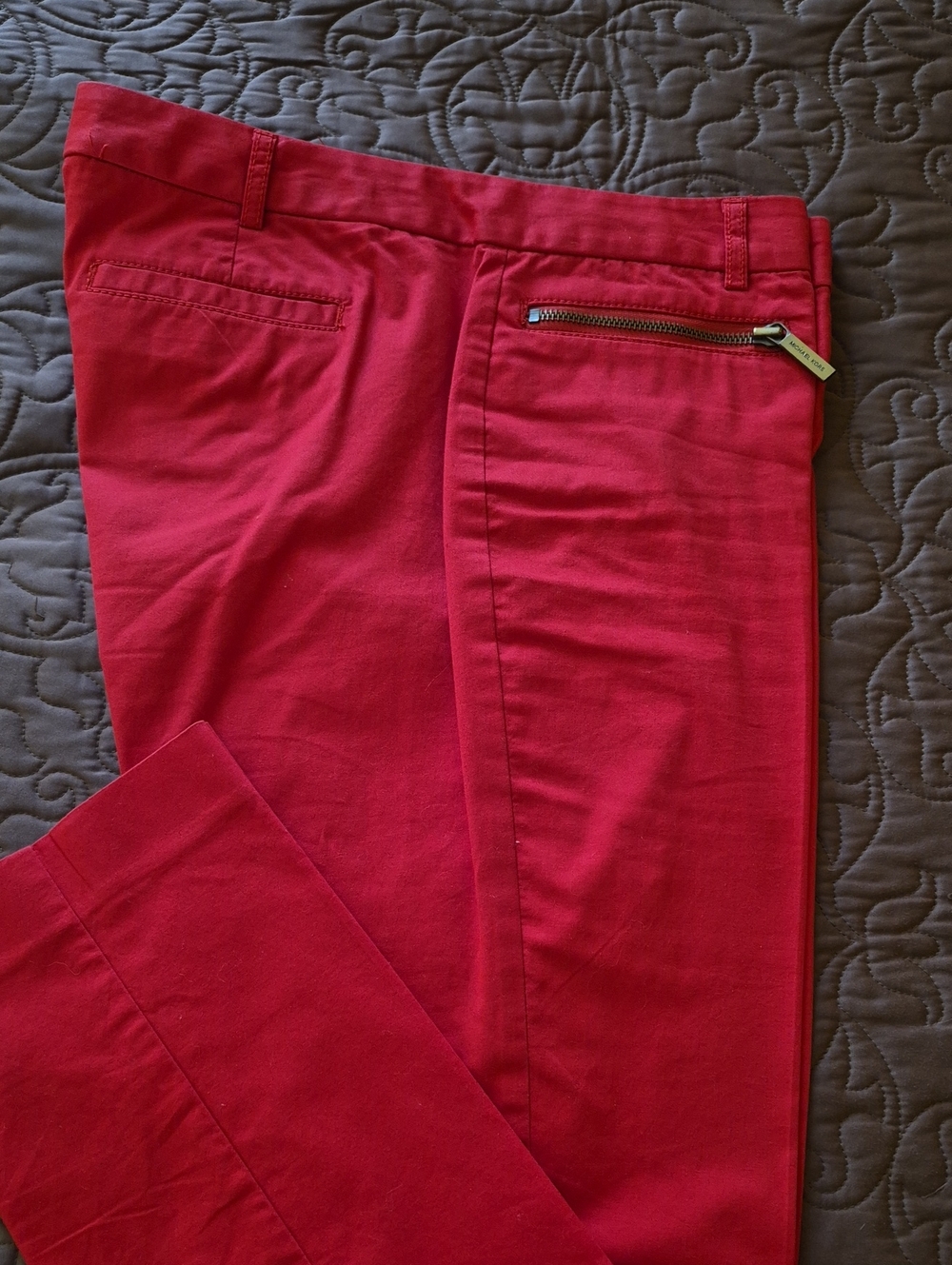 MICHAEL Michael Kors Cherry Red Skinny Pants with Zip Pocket